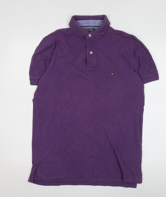 Tommy Hilfiger Men's Purple Polo Shirt Medium