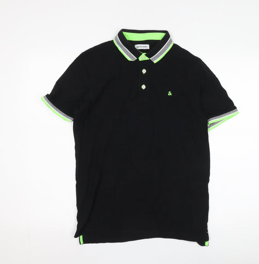 Jack & Jones Men's Black Polo Shirt, Medium, Casual Wear