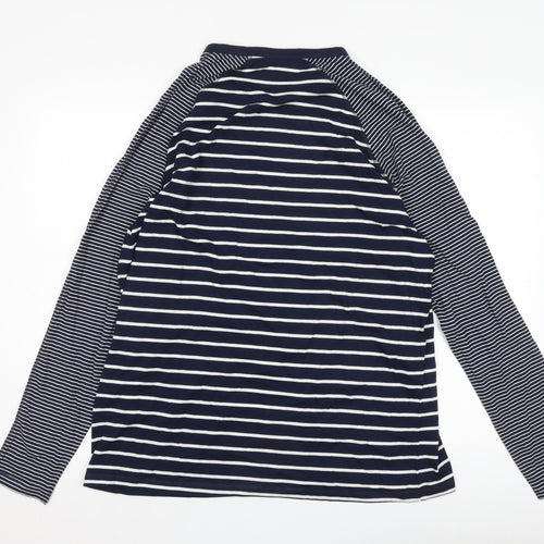 Cotton Traders Unisex Blue Striped XL V-Neck T-Shirt