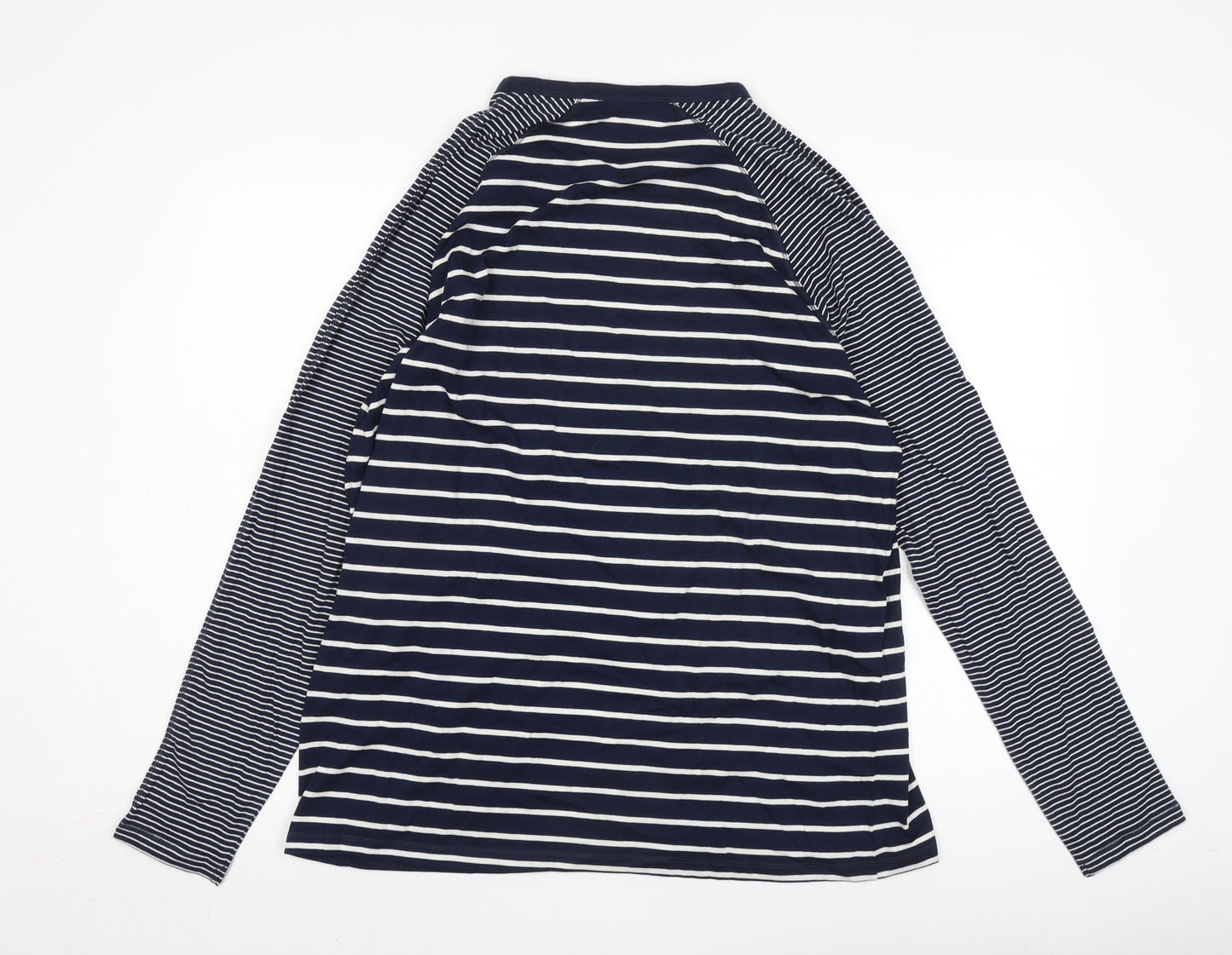 Cotton Traders Unisex Blue Striped XL V-Neck T-Shirt