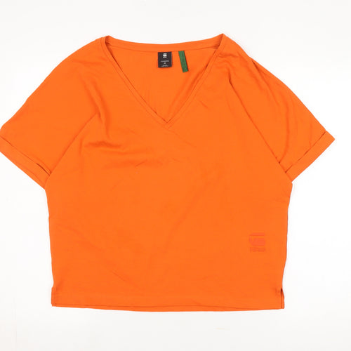 G-Star Raw Orange V-Neck T-Shirt M Women's Casual