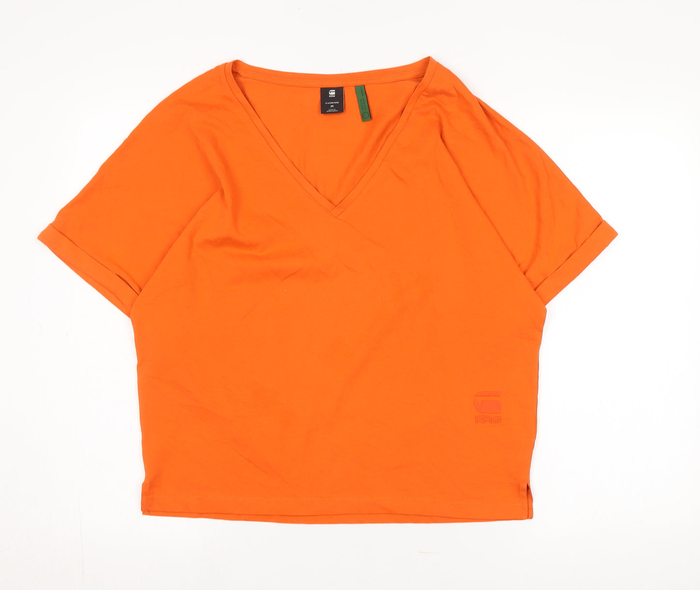 G-Star Raw Orange V-Neck T-Shirt M Women's Casual