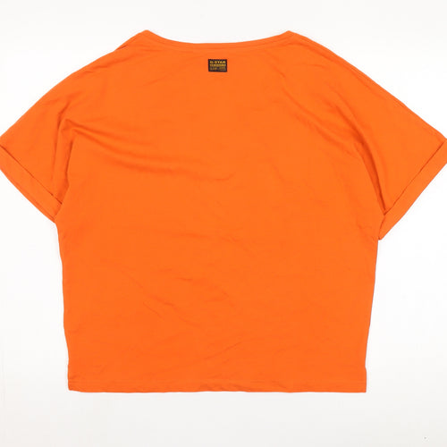 G-Star Raw Orange V-Neck T-Shirt M Women's Casual