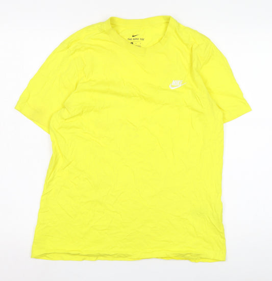 Nike Men's Yellow Crew Neck T-Shirt Medium