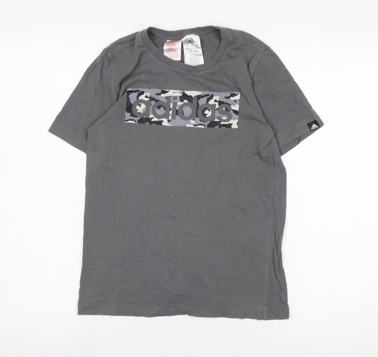 Adidas Boys Grey Graphic T-Shirt 11-12 Years