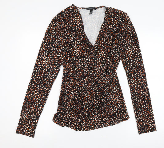 Long Tall Sally Women's Leopard Wrap Blouse in L, Multicolour