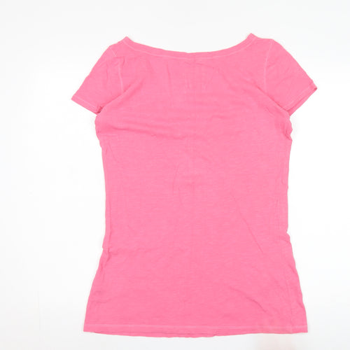 Hollister Women's Pink V-Neck T-Shirt L