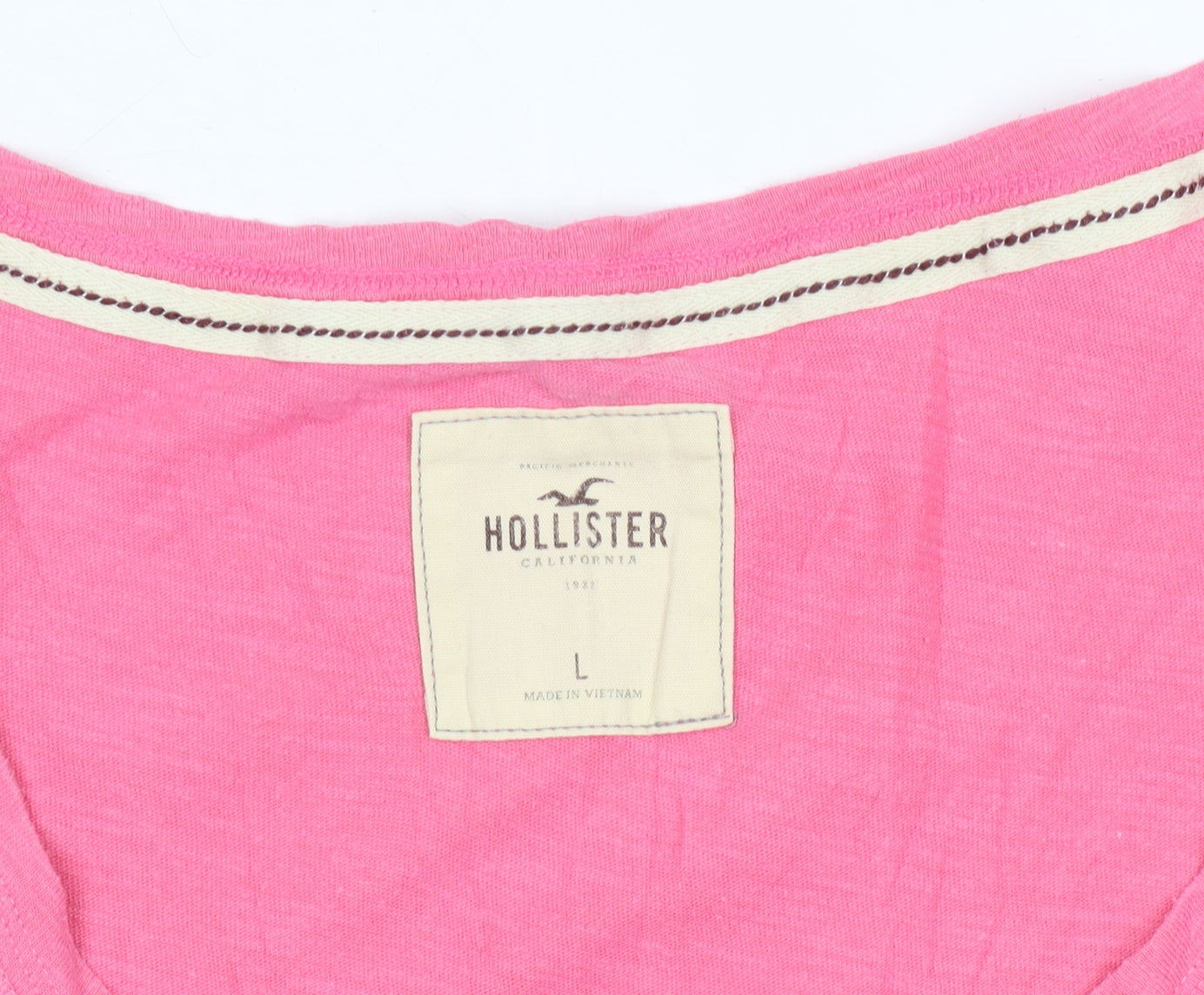 Hollister Women's Pink V-Neck T-Shirt L