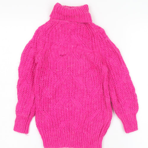 Mingdian Girls Pink Roll Neck Jumper Pullover 3-4 Years