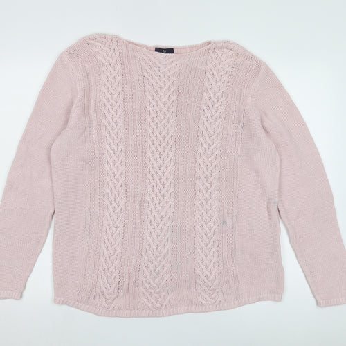 Gap Women's Pink Cable-Knit Jumper L Pullover
