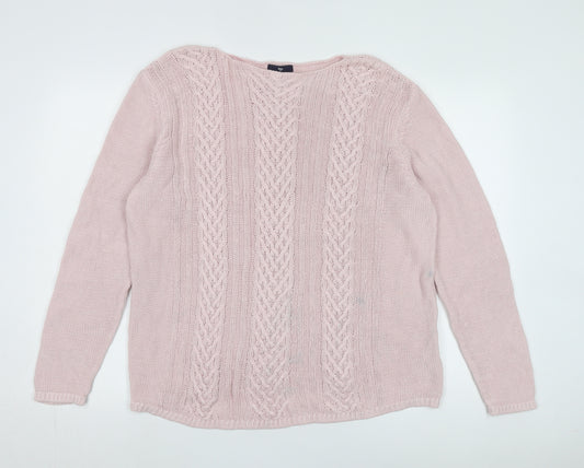 Gap Women's Pink Cable-Knit Jumper L Pullover