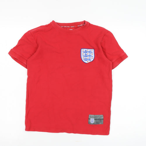 Boys Red XS England Football T-Shirt with Embroidered Logo