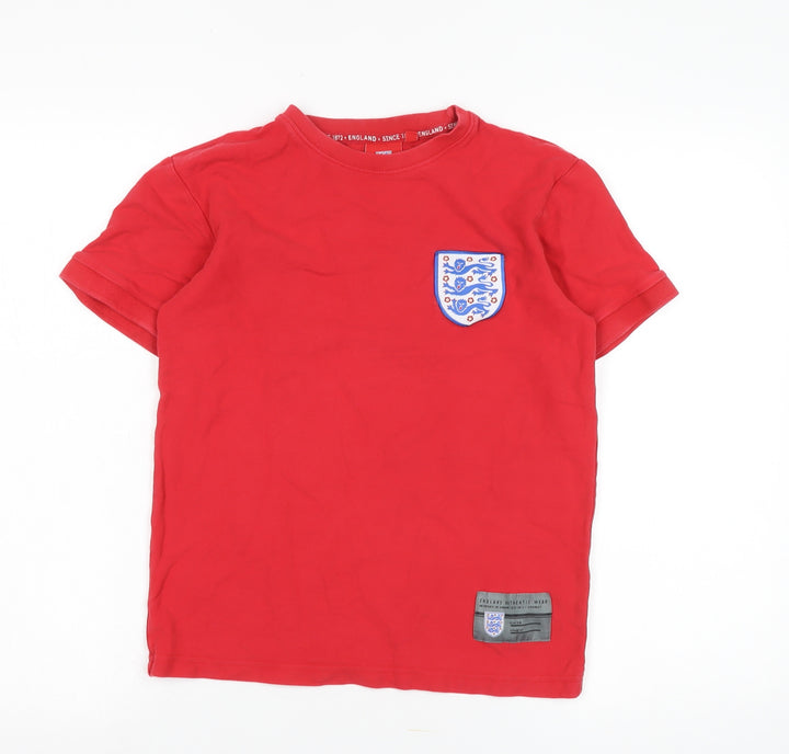 Boys Red XS England Football T-Shirt with Embroidered Logo
