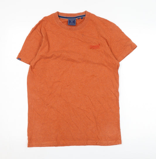 Superdry Men's Orange T-Shirt, Size S, Logo Accent