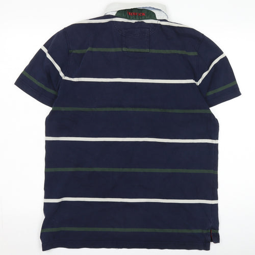 Howick Men's Blue Striped Polo Shirt Regular Fit M