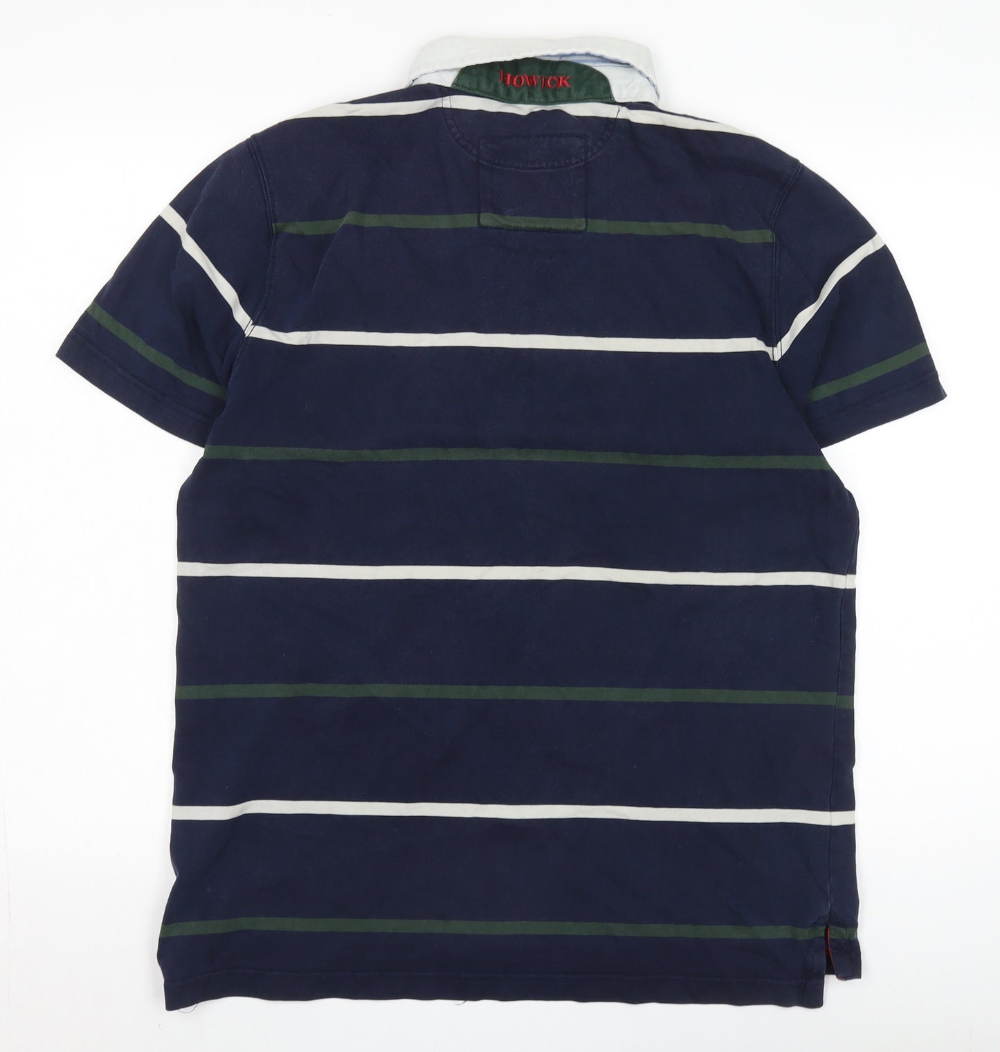 Howick Men's Blue Striped Polo Shirt Regular Fit M