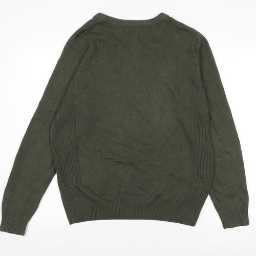 James Pringle Men's Green V-Neck Pullover Size M