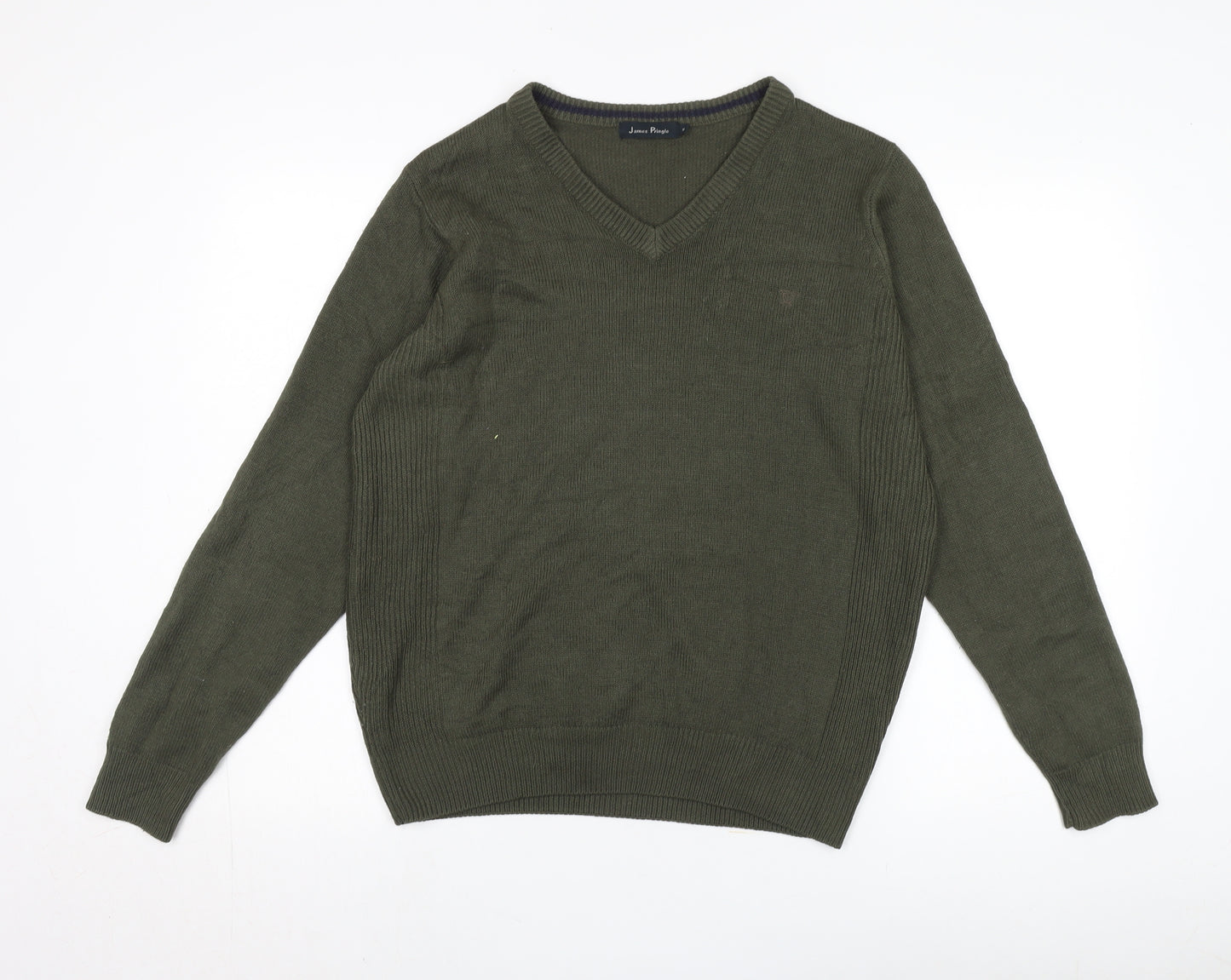 James Pringle Men's Green V-Neck Pullover Size M