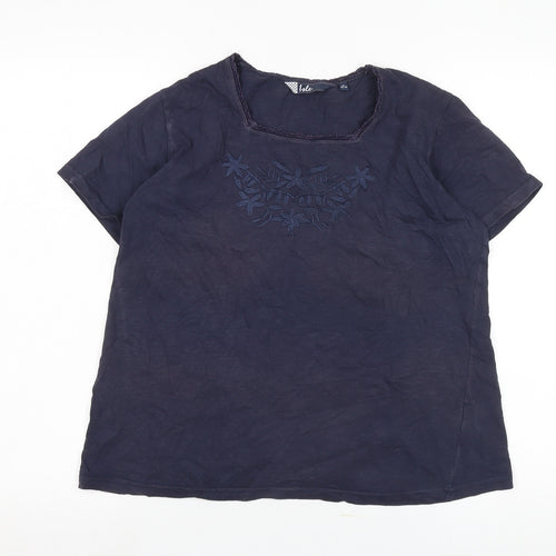 Idle Women's Navy Embroidered T-Shirt M Cotton