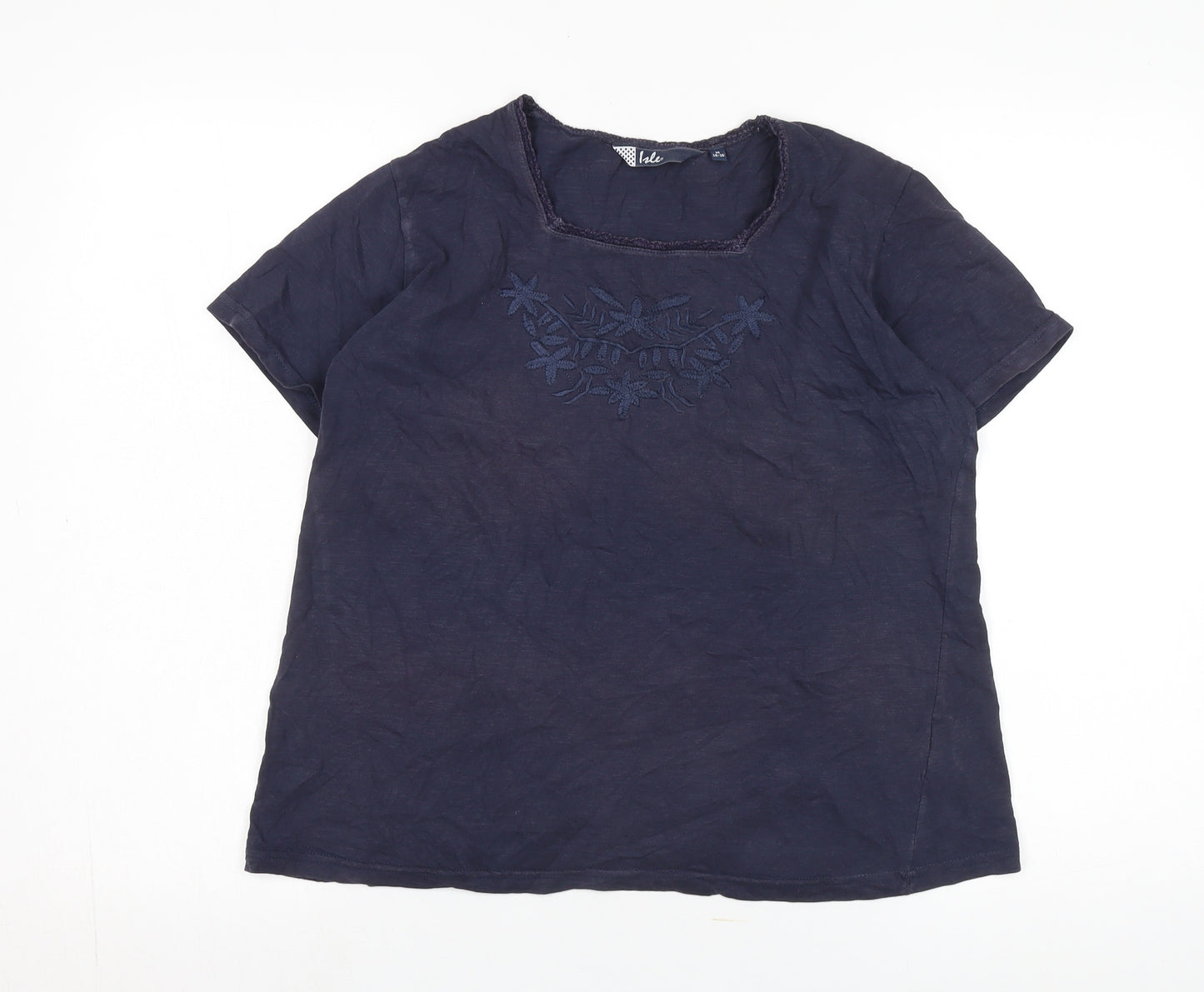 Idle Women's Navy Embroidered T-Shirt M Cotton