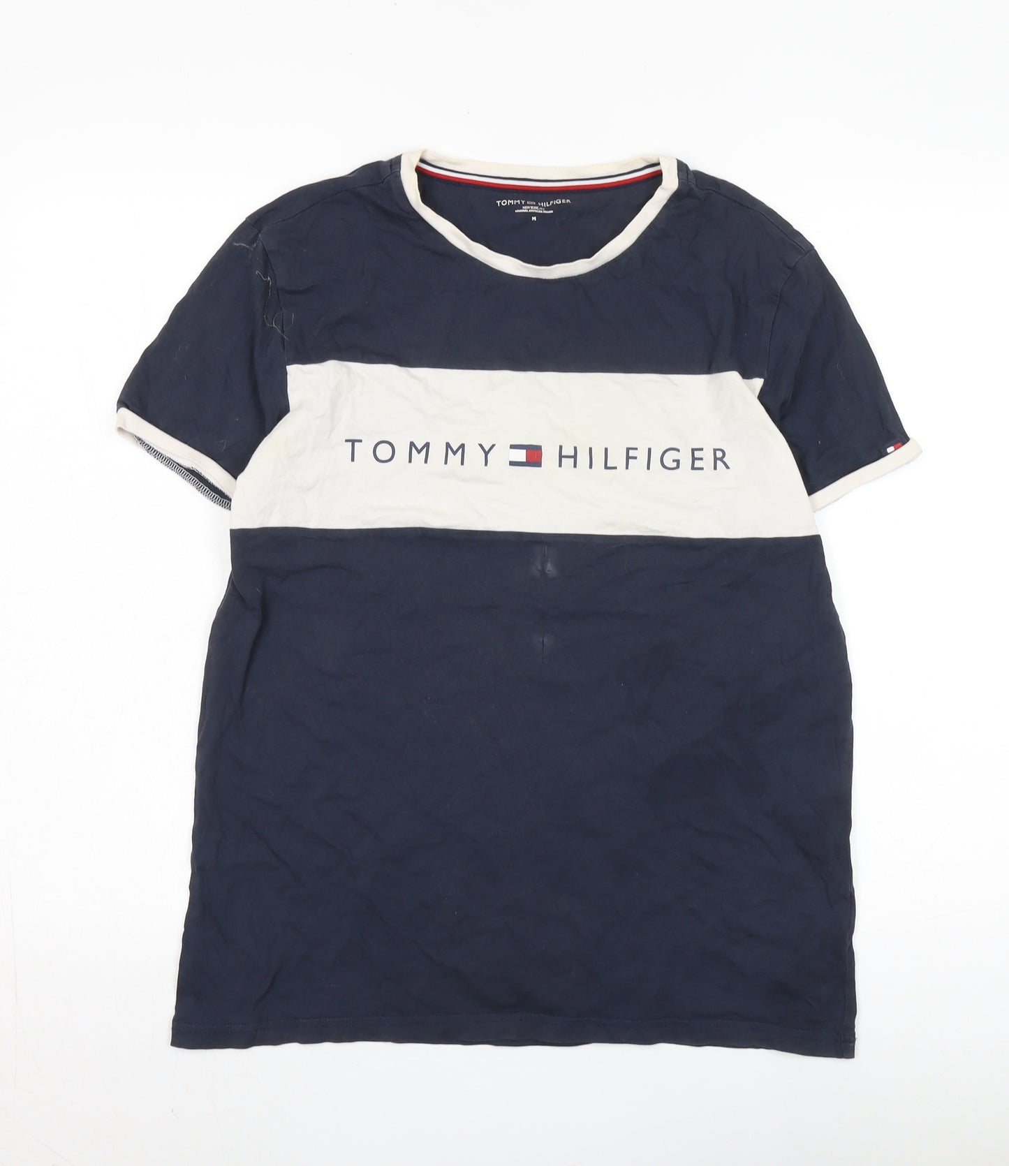 Tommy Hilfiger Men's Navy T-Shirt, Medium, Classic Crew Neck