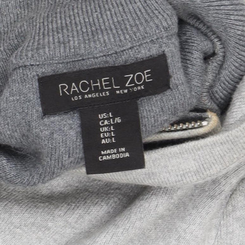 Rachel Zoe Women's Grey Hooded Jacket L