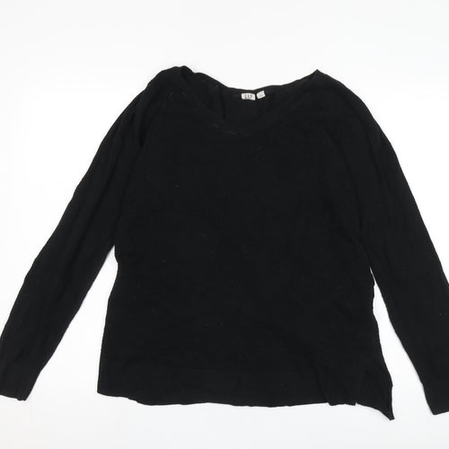 GAP Women's Black V-Neck Cotton Pullover Jumper L