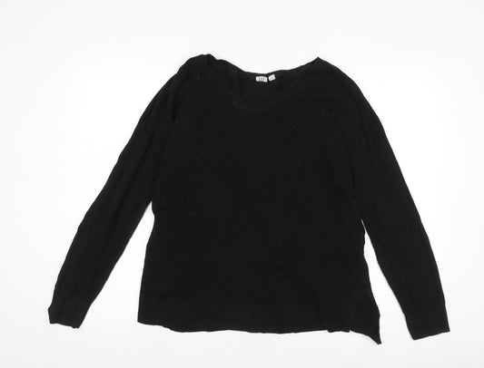 GAP Women's Black V-Neck Cotton Pullover Jumper L