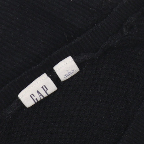 GAP Women's Black V-Neck Cotton Pullover Jumper L