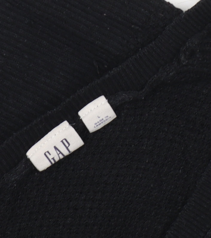 GAP Women's Black V-Neck Cotton Pullover Jumper L