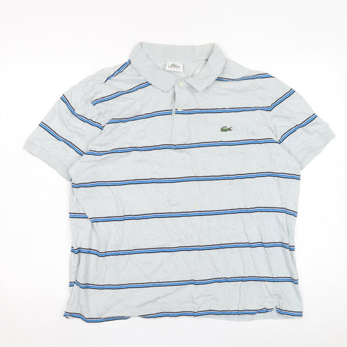 Lacoste Men's Blue Striped Cotton Polo Shirt XL