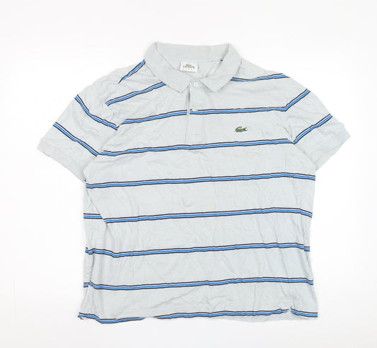 Lacoste Men's Blue Striped Cotton Polo Shirt XL