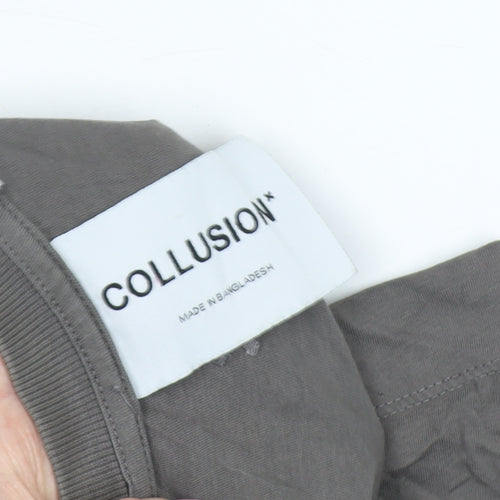Collusion Men's 2XL Grey Crew Neck T-Shirt