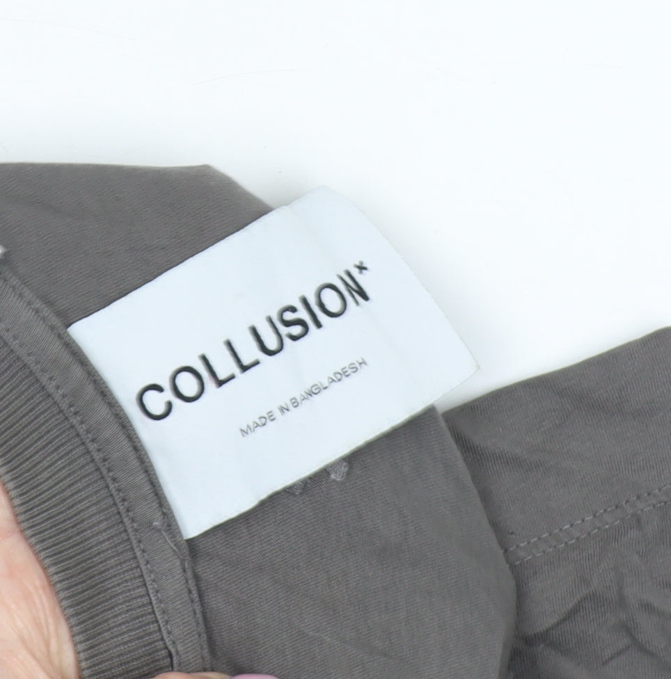 Collusion Men's 2XL Grey Crew Neck T-Shirt