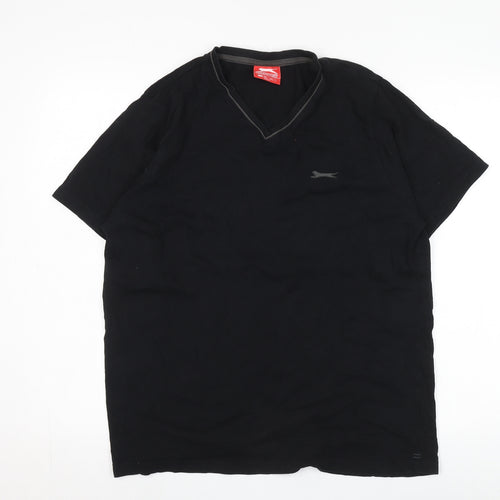 Slazenger Men's Black Cotton V-Neck T-Shirt