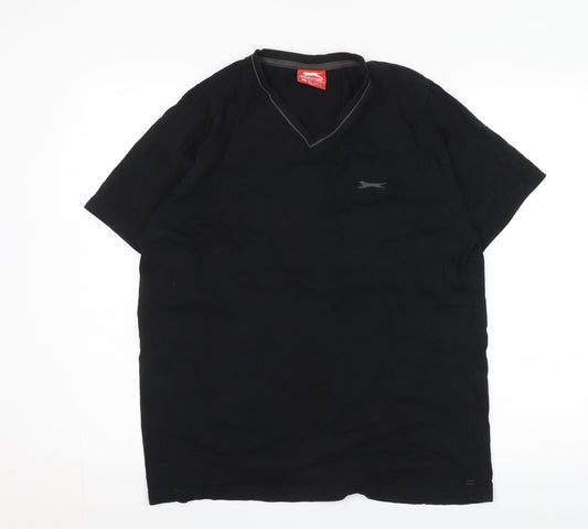 Slazenger Men's Black Cotton V-Neck T-Shirt