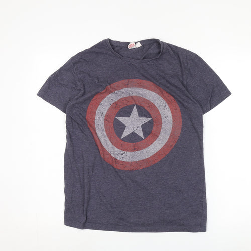 Marvel Captain America Blue T-Shirt, Men, M, Graphic Print