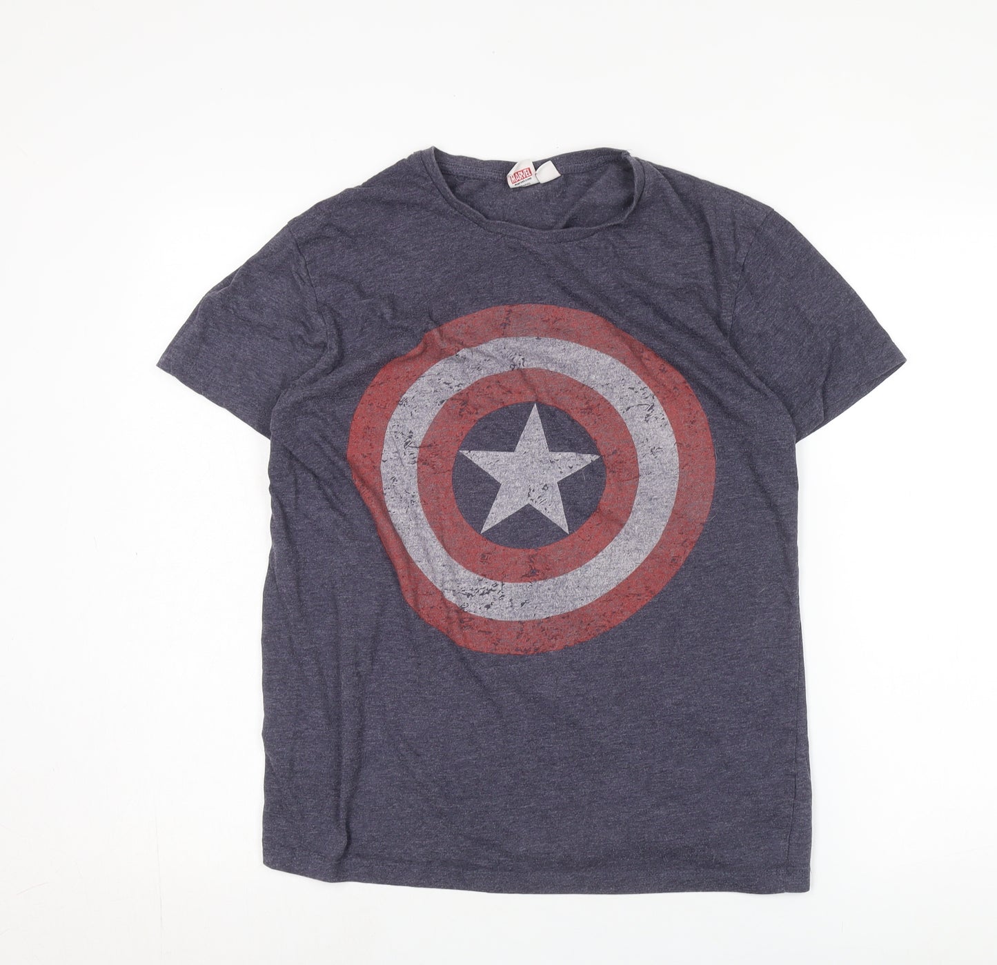 Marvel Captain America Blue T-Shirt, Men, M, Graphic Print