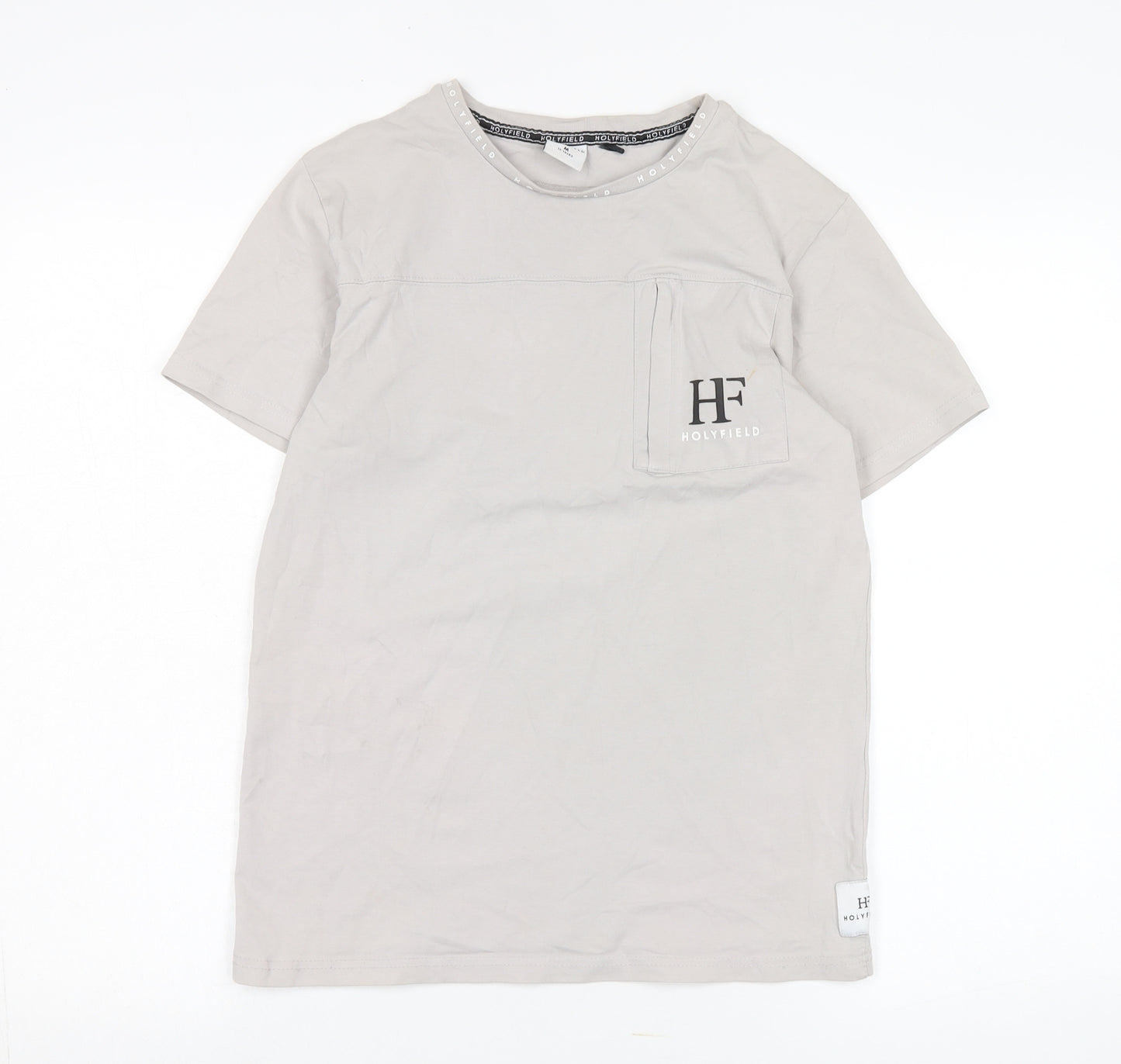 Holyfield Teens Grey M T-Shirt, Comfortable Crew Neck
