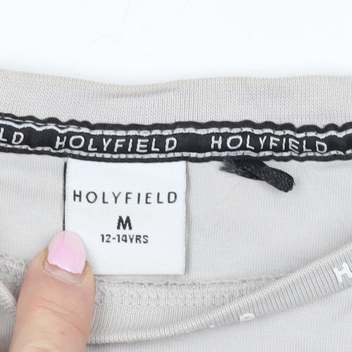 Holyfield Teens Grey M T-Shirt, Comfortable Crew Neck