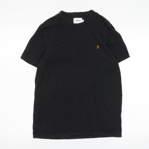 Farah Black Men's T-Shirt, Size S, Cotton, Logo Accent