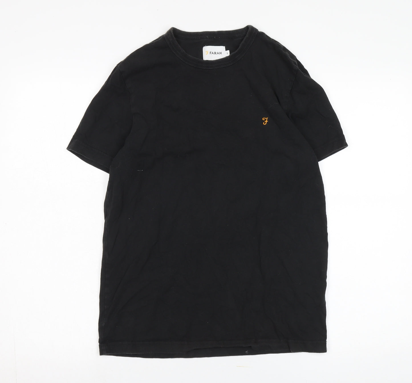 Farah Black Men's T-Shirt, Size S, Cotton, Logo Accent