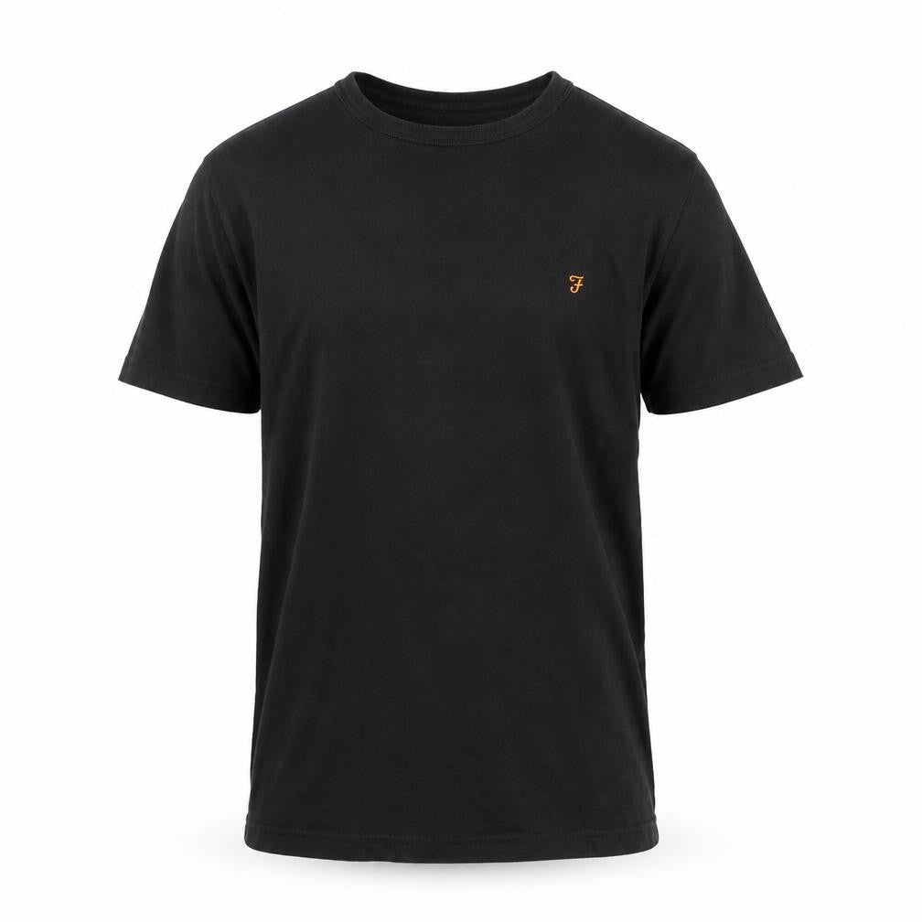 Farah Black Men's T-Shirt, Size S, Cotton, Logo Accent