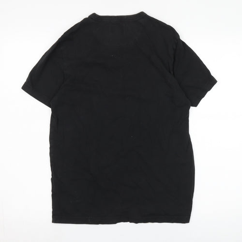 Farah Black Men's T-Shirt, Size S, Cotton, Logo Accent