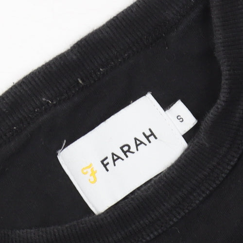 Farah Black Men's T-Shirt, Size S, Cotton, Logo Accent