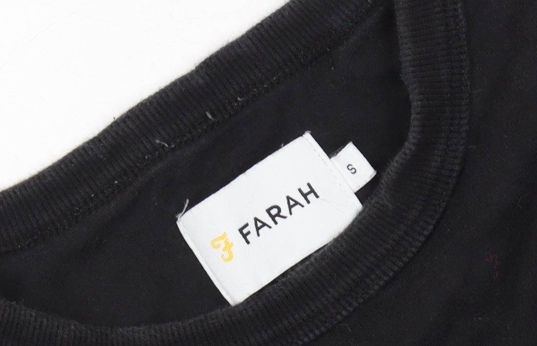 Farah Black Men's T-Shirt, Size S, Cotton, Logo Accent