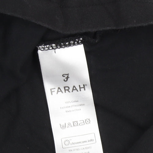 Farah Black Men's T-Shirt, Size S, Cotton, Logo Accent