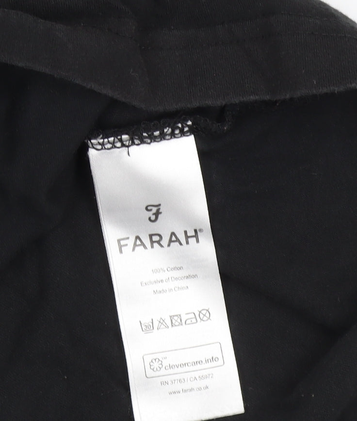 Farah Black Men's T-Shirt, Size S, Cotton, Logo Accent