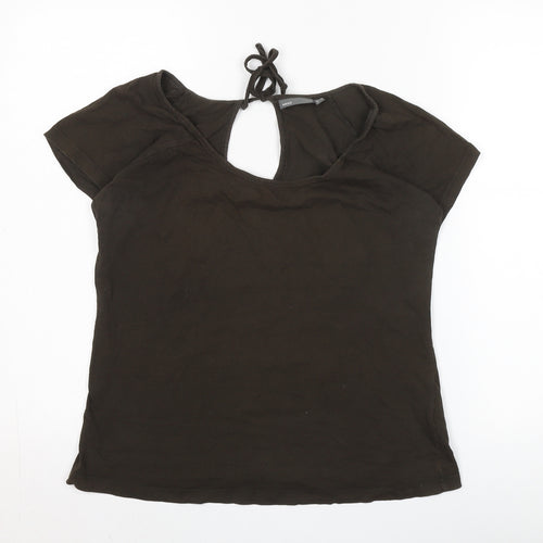 Mexx Women's Brown Cotton V-Neck T-Shirt, Size M