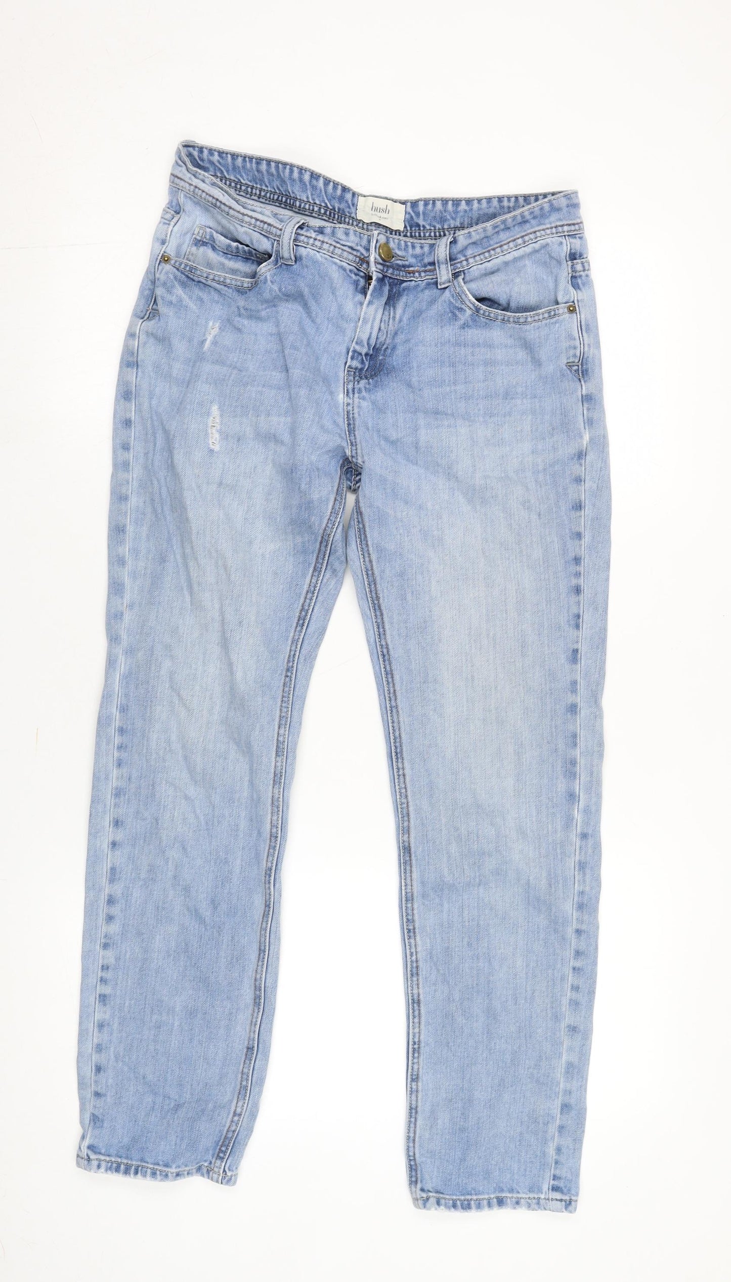 Hush Women's Light Blue Straight Distressed Jeans